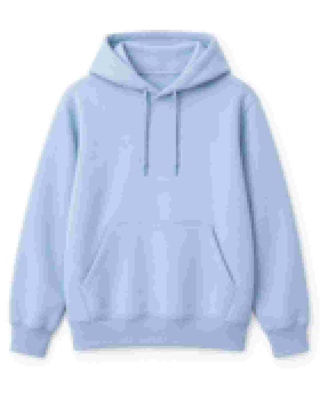 Light-blue hoodie with visibly pixelated edges and blurred details.