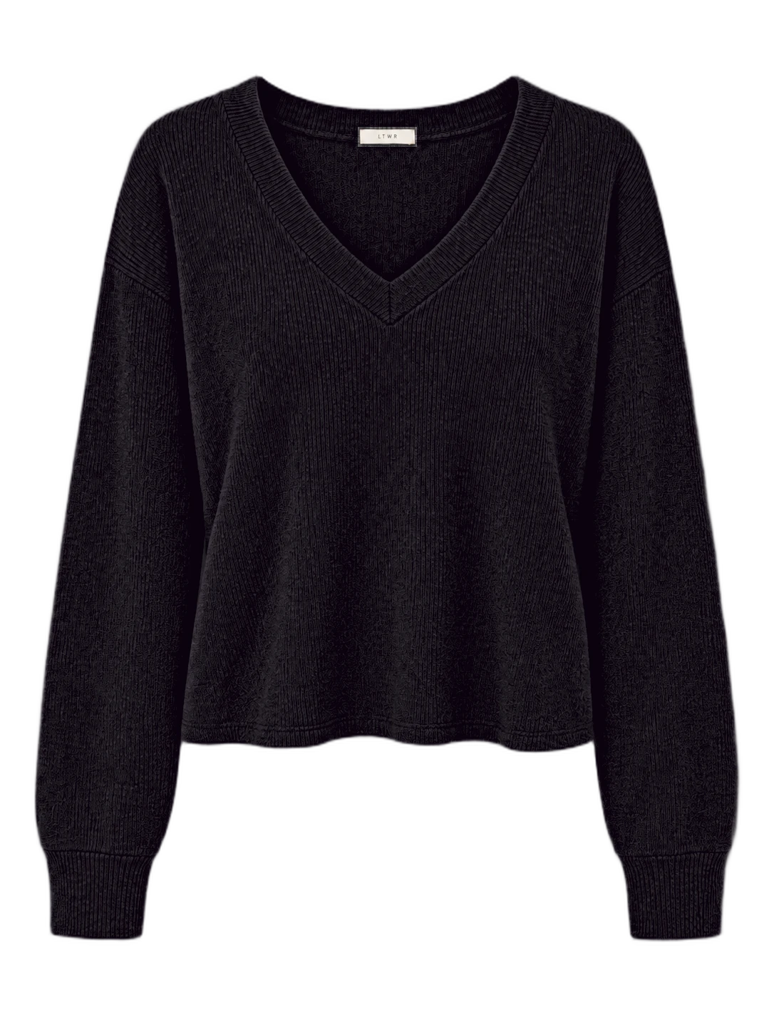 LTWR V-neck knit sweater recolored near black