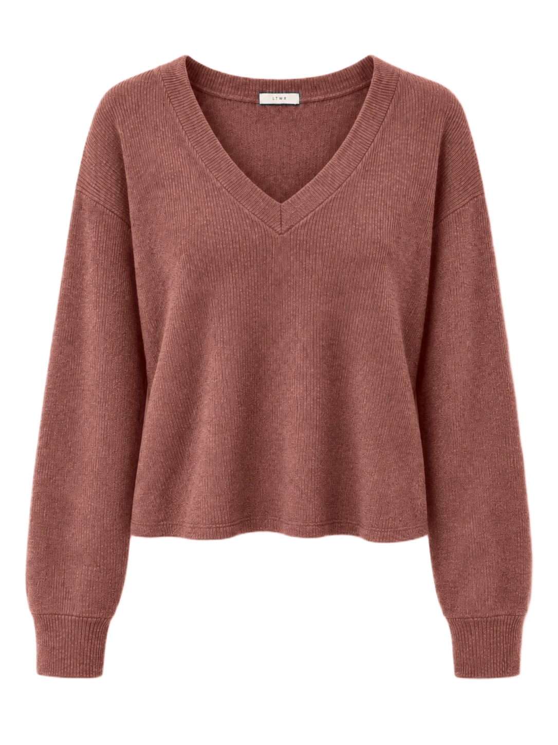 LTWR V-neck knit sweater recolored warm brown