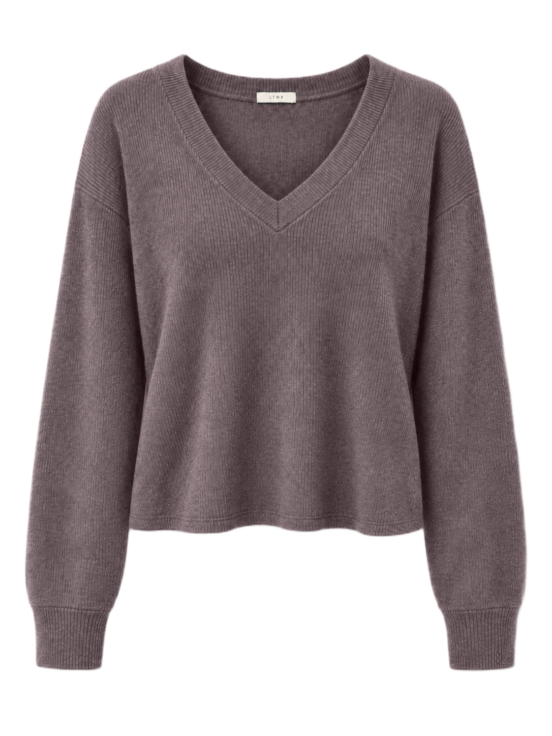 LTWR V-neck knit sweater recolored taupe
