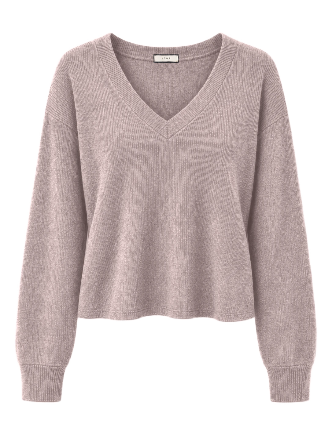 LTWR V-neck knit sweater recolored pale rose