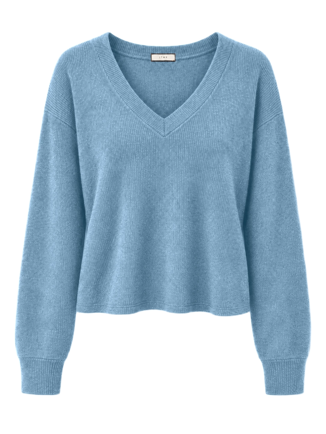 LTWR V-neck knit sweater recolored light blue