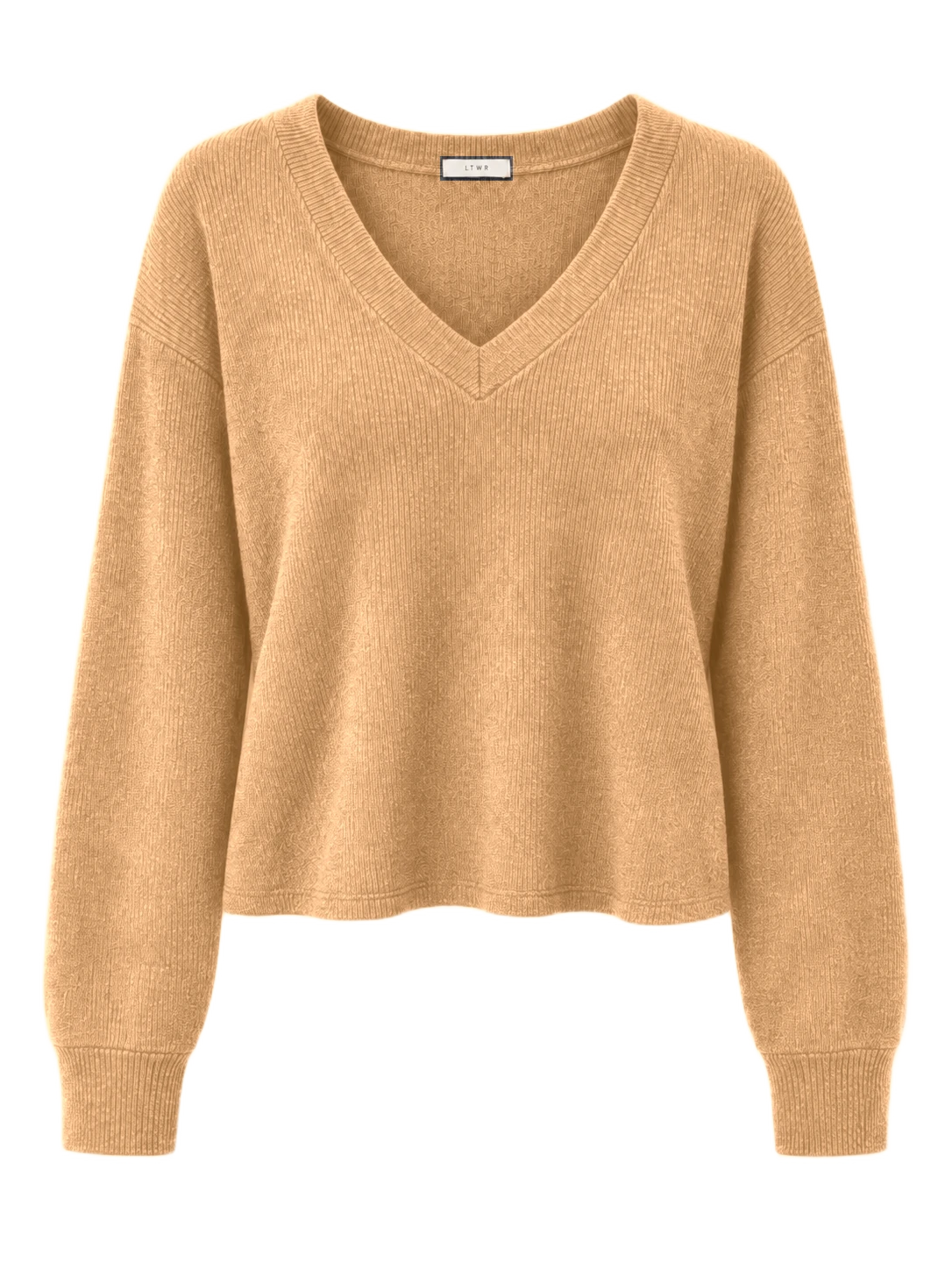 LTWR V-neck knit sweater recolored sand